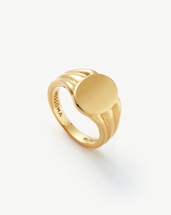 Engravable Oval Signet Ring | 18ct Gold Vermeil Sale