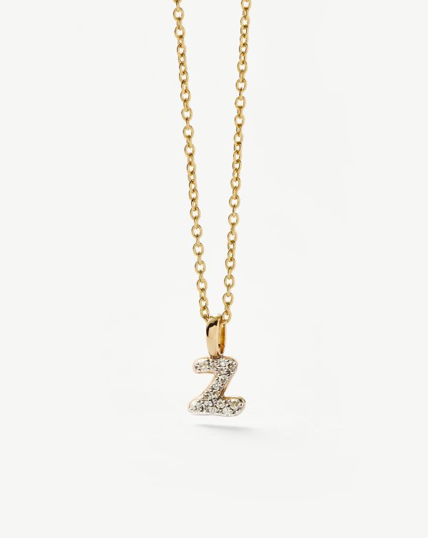 Fine Diamond Initial Mini Pendant Necklace - Z | 14ct Solid Yellow Gold Plated Diamond For Discount