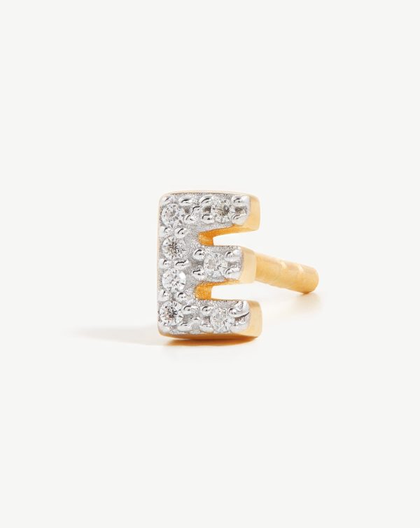 Pave Initial Single Stud Earring - Initial E | 18ct Gold Vermeil Cubic Zirconia Cheap