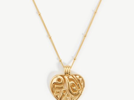 Peace & Love Heart Pendant Chain Necklace | 18ct Gold Vermeil Cheap