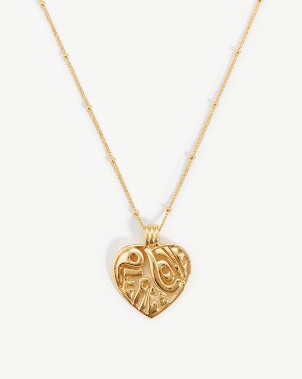 Peace & Love Heart Pendant Chain Necklace | 18ct Gold Vermeil Cheap