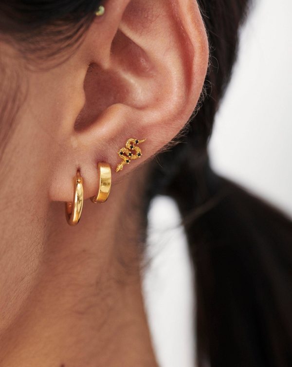 Harris Reed Serpent Single Stud Earring | 18ct Gold Vermeil Black Onyx on Sale