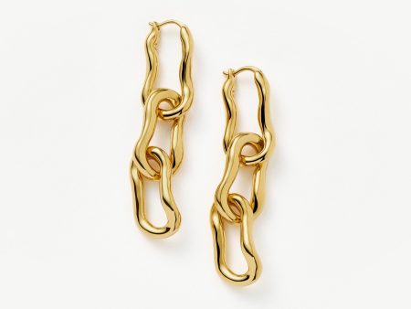 Molten Ovate Triple Drop Earrings | 18ct Recycled Gold Plating on Brass For Discount