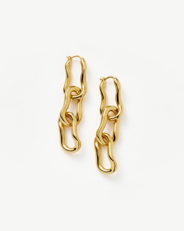 Molten Ovate Triple Drop Earrings | 18ct Recycled Gold Plating on Brass For Discount