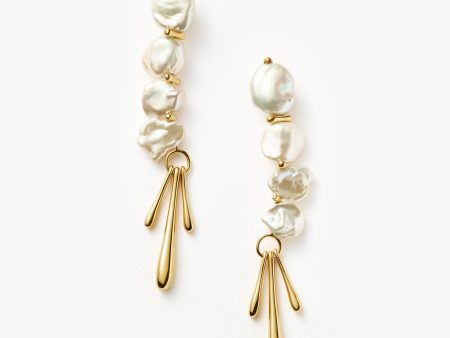 Keshi Pearl Sculptural Drop Earrings | 18ct Gold Plated Pearl Online now