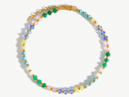 Beaded Anklet | 18ct Gold Plated Multi Pastel Beaded Hot on Sale