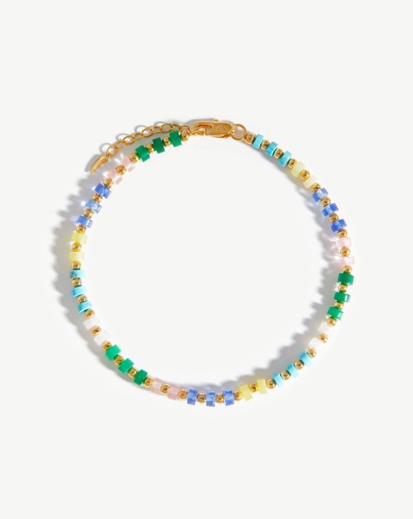 Beaded Anklet | 18ct Gold Plated Multi Pastel Beaded Hot on Sale