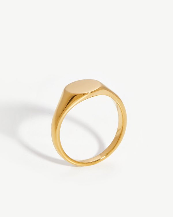 Engravable Round Signet Ring | 18ct Gold Vermeil Online now