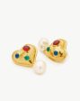 Rouje Marisa Heart Pearl Stud Earrings | 18ct Gold Plated on Sale