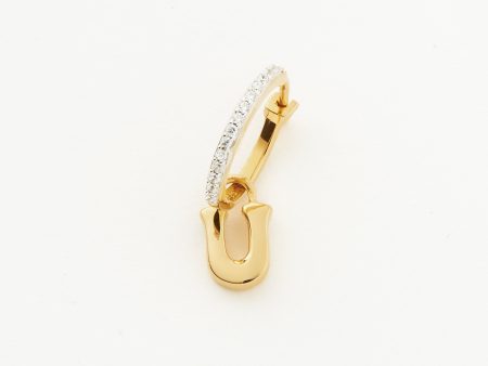 Initial Single Charm Hoop Earring - Initial U | 18ct Gold Vermeil Online Hot Sale