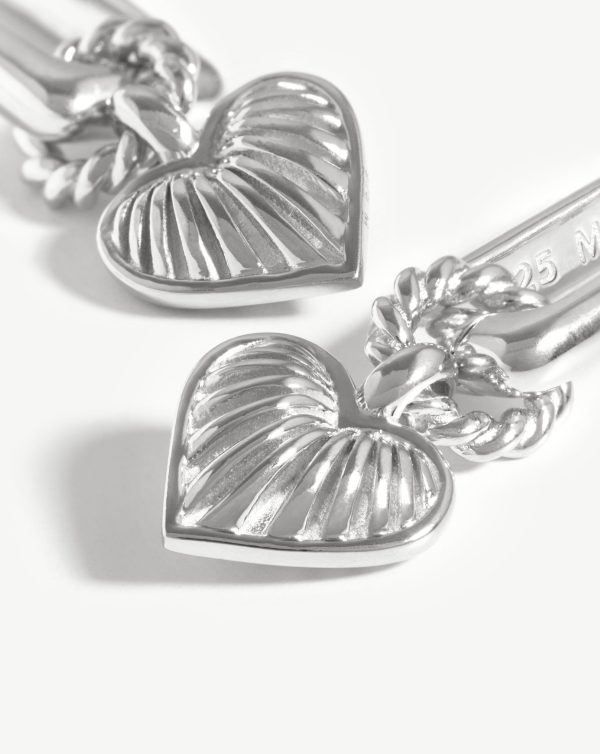 Ridge Heart Charm Earrings Online Hot Sale