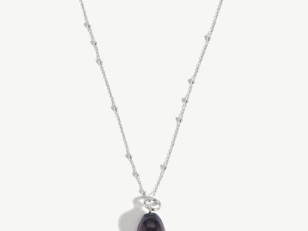 Baroque Pearl Chain Necklace | Sterling Silver Grey Pearl For Sale