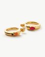 Molten Gemstone Mismatch Medium Hoop Earrings | 18ct Gold Plated Chalcedony & Quartz Sale