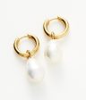 Baroque Pearl Drop Tunnel Mini Hoop Earrings | 18ct Gold Vermeil Pearl Discount