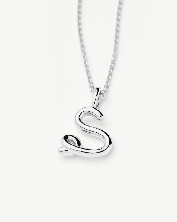 Curly Molten Mini Initial Necklace - S | Sterling Silver Online now