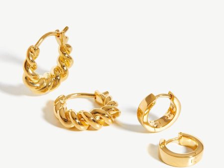 Twisted & Chubby Huggies Earring Set | 18ct Gold Vermeil Online