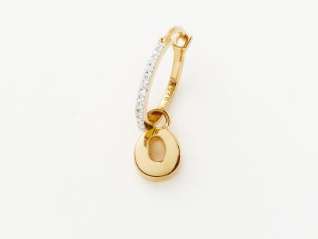 Initial Single Charm Hoop Earring - Initial O | 18ct Gold Vermeil Online Sale