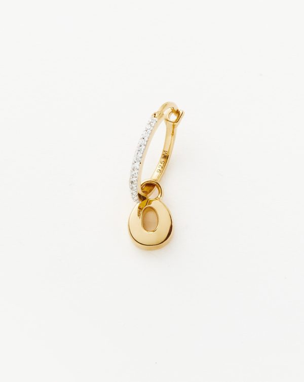 Initial Single Charm Hoop Earring - Initial O | 18ct Gold Vermeil Online Sale