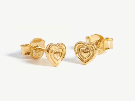 Ridge Heart Stud Earrings Supply