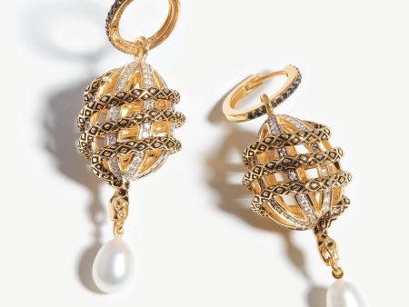 Harris Reed Fine Uncaged Drop Earrings | 14ct Solid Gold Pearl & Diamond For Discount