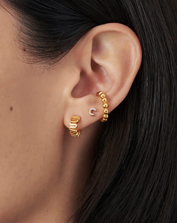 Pave Initial Single Stud Earring - Initial C | 18ct Gold Vermeil Cubic Zirconia Online now