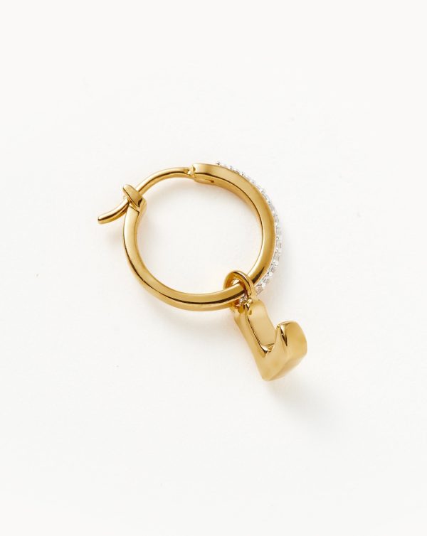 Initial Single Charm Hoop Earring - Initial L | 18ct Gold Vermeil Online Hot Sale