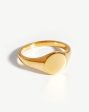 Engravable Round Signet Ring | 18ct Gold Vermeil Online now