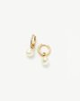 Fine Diamond & Pearl Charm Hoop Earrings | 14ct Solid Gold Pearl & Diamond Online