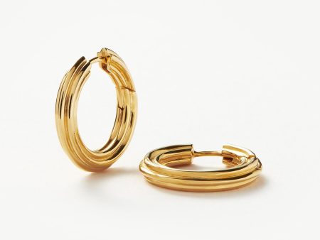 Ridge Small Hoop Earrings | 18ct Gold Plated For Discount