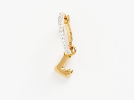 Initial Single Charm Hoop Earring - Initial L | 18ct Gold Vermeil Online Hot Sale