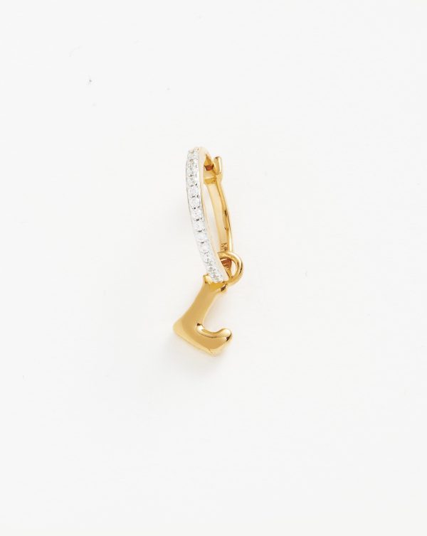 Initial Single Charm Hoop Earring - Initial L | 18ct Gold Vermeil Online Hot Sale