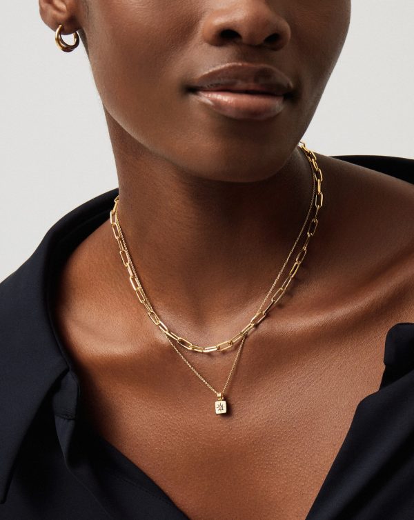 Star Ridge & Paperclip Chain Necklace Set | 18ct Gold Vermeil Cubic Zirconia For Cheap