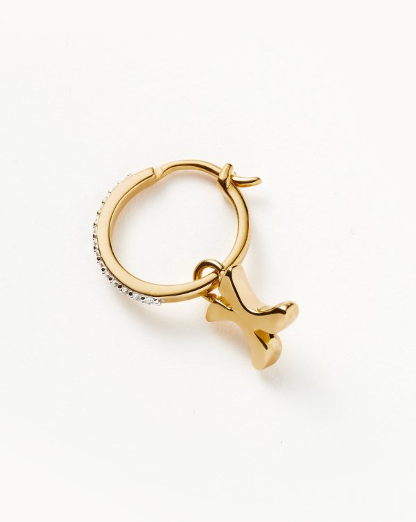 Initial Single Charm Hoop Earring - Initial X | 18ct Gold Vermeil Online