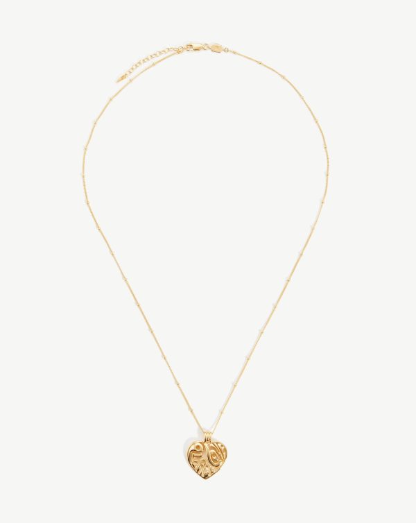 Peace & Love Heart Pendant Chain Necklace | 18ct Gold Vermeil Cheap