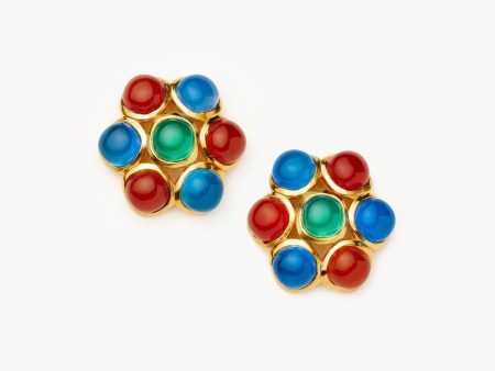 Rouje Josie Gemstone Oversized Stud Earrings | 18ct Gold Plated on Sale