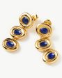 Molten Gemstone Doughnut Triple Charm Drop Earrings | 18ct Gold Plated Lapis Hot on Sale