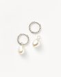 Pearl Twisted Small Drop Hoop Earrings | Sterling Silver Pearl Online Sale