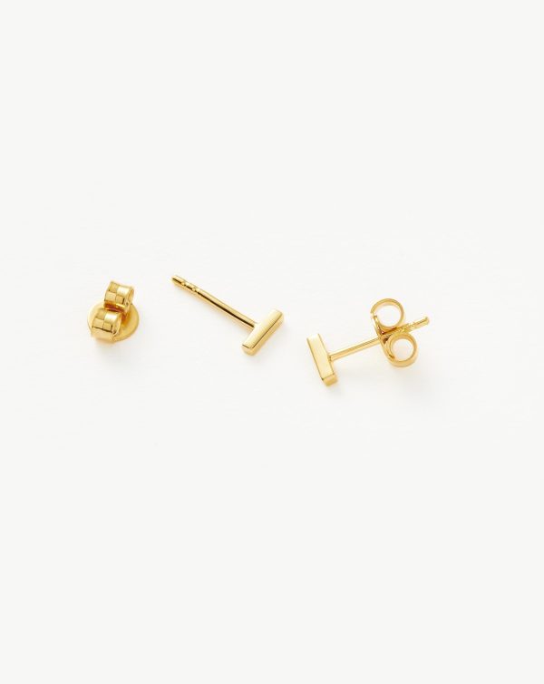 Bar Stud Earrings | 18ct Gold Vermeil For Sale