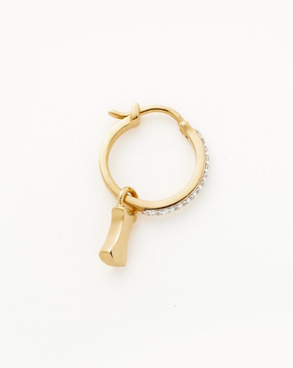 Initial Single Charm Hoop Earring - Initial I | 18ct Gold Vermeil Online Hot Sale