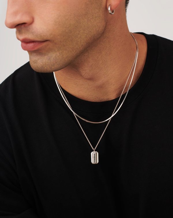 Mens Engravable Black Onyx Tag Pendant Necklace | Sterling Silver Black Onyx Hot on Sale