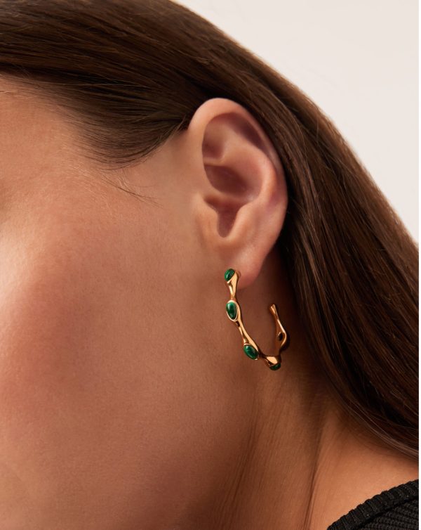 Magma Gemstone Medium Hoop Earrings | 18ct Recycled Gold Plated on Brass Hot on Sale