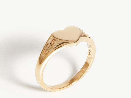 Fine Engravable Heart Signet Ring | 14ct Solid Gold Hot on Sale