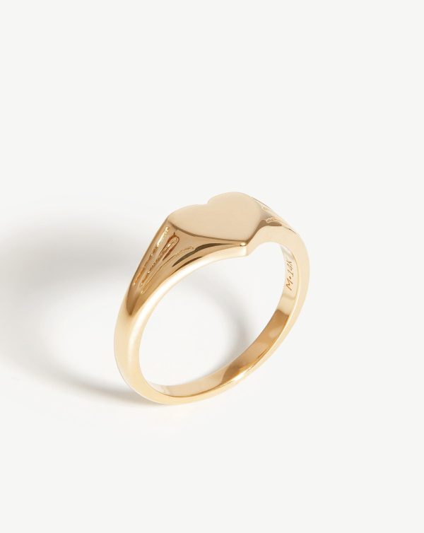 Fine Engravable Heart Signet Ring | 14ct Solid Gold Hot on Sale