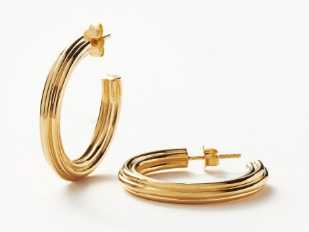 Ridge Medium Hoop Earrings | 18ct Gold Plated Online now