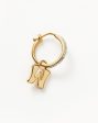 Initial Single Charm Hoop Earring - Initial W | 18ct Gold Vermeil on Sale