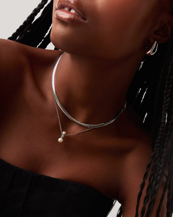 Pearl Ridge Pendant Chain Necklace | Sterling Silver Pearl Hot on Sale