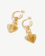 Ridge Heart Drop Hoop Earrings | 18ct Gold Plated Online now