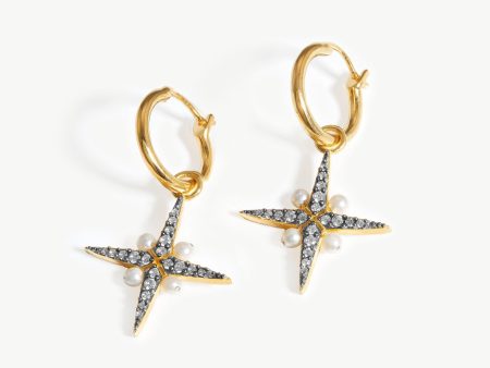 Harris Reed North Star Pearl Hoop Earrings | 18ct Gold Vermeil Pearl Hot on Sale