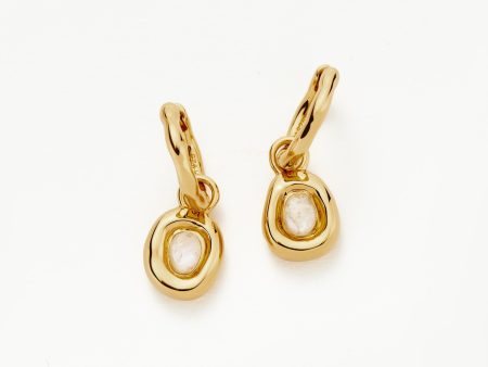 Molten Gemstone Doughnut Charm Mini Hoop Earrings | 18ct Gold Vermeil Rainbow Moonstone Online