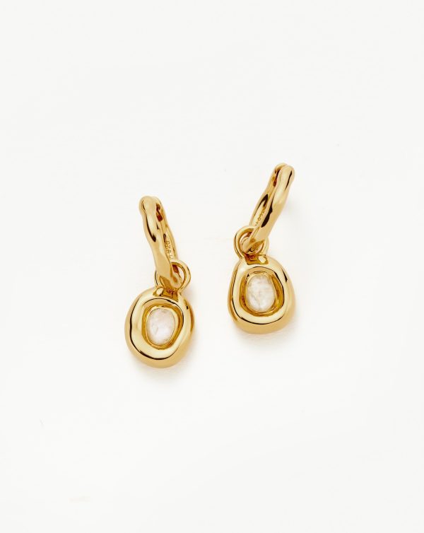 Molten Gemstone Doughnut Charm Mini Hoop Earrings | 18ct Gold Vermeil Rainbow Moonstone Online